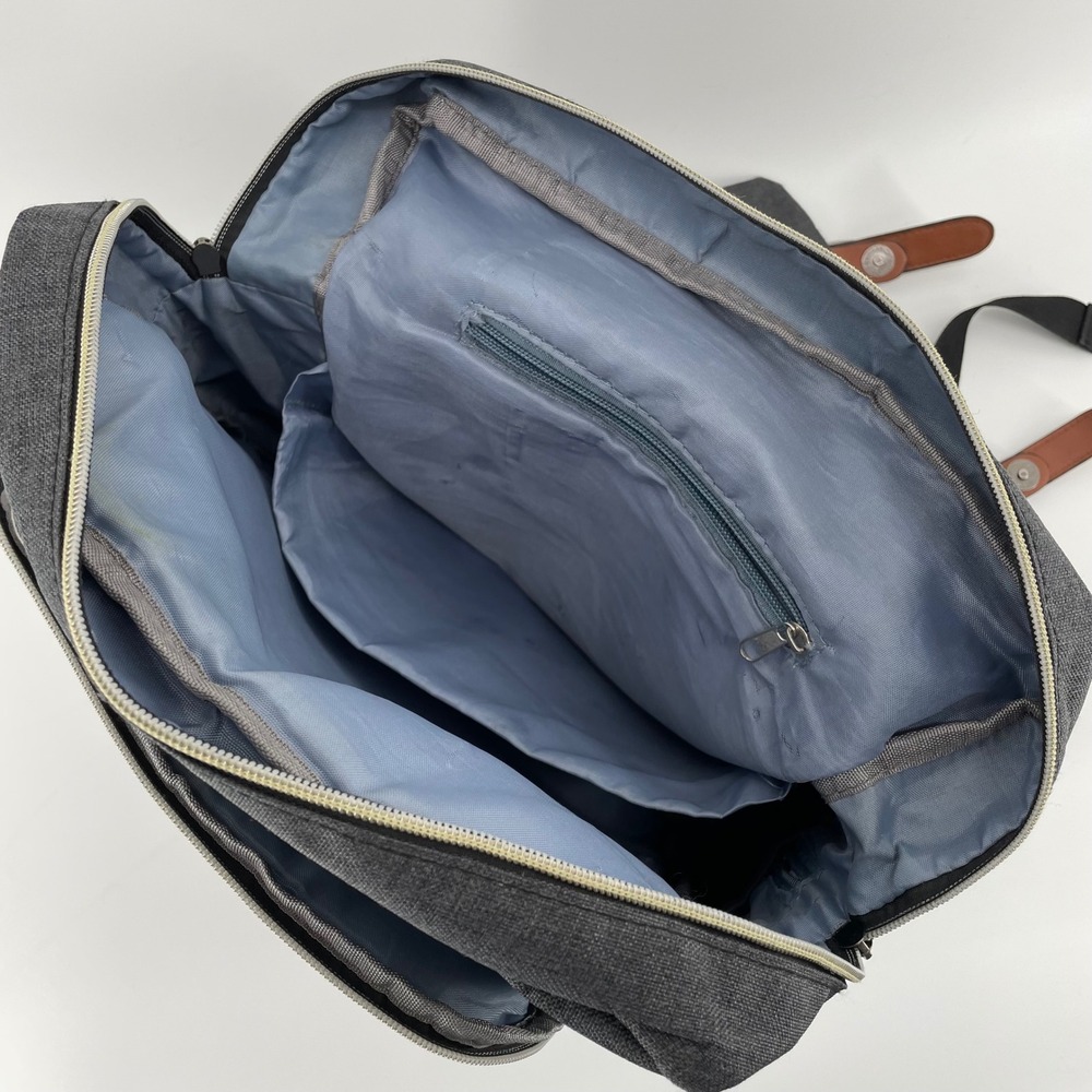 Mancio Vintage Laptop Backpack Gray Canvas USB Charging Port School Travel Bag - Picture 5 of 16